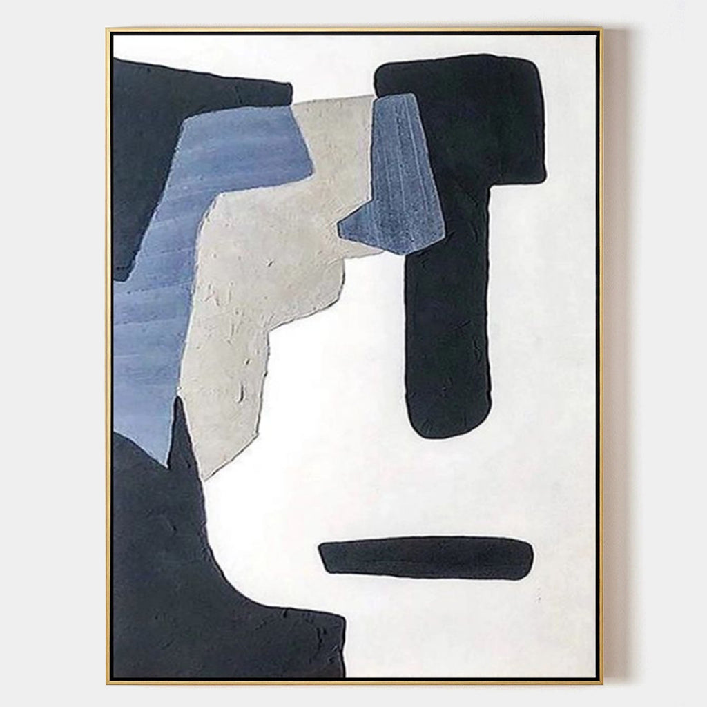Black and White Minimalist Art on Canvas Black and White Textured Minimalist Wall Painting –SJ#0146