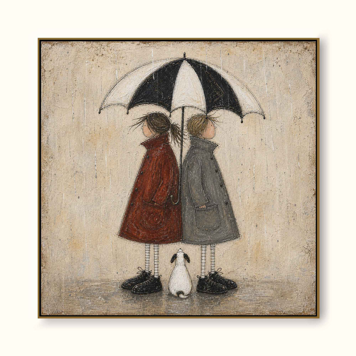 Couple Wall Art Romantic Umbrella Oil Painting For Wedding Gift Decor-SJ#0183