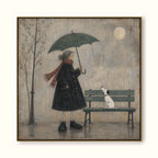 Dog Wall Art Vintage Woman And Dog Oil Painting For Reading Nook Decor-SJ#0179