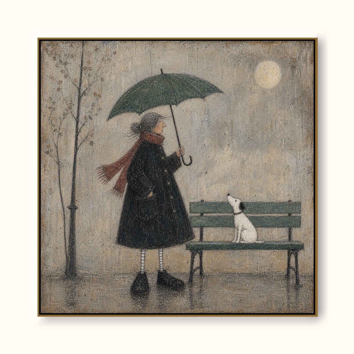 Dog Wall Art Vintage Woman And Dog Oil Painting For Reading Nook Decor-SJ#0179
