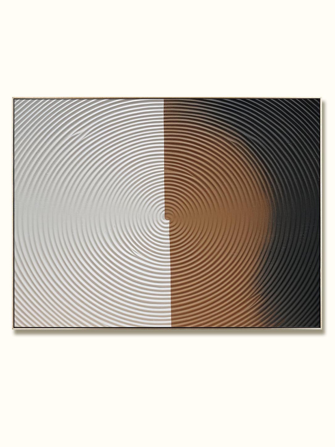 3D White Plaster Abstract Art Canvas White Plaster Texture Painting Large White and Brown Wall Art