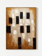 Earth Tone Textured Geometric Wall Art _ Wabi Sabi Painting – SJ#0108