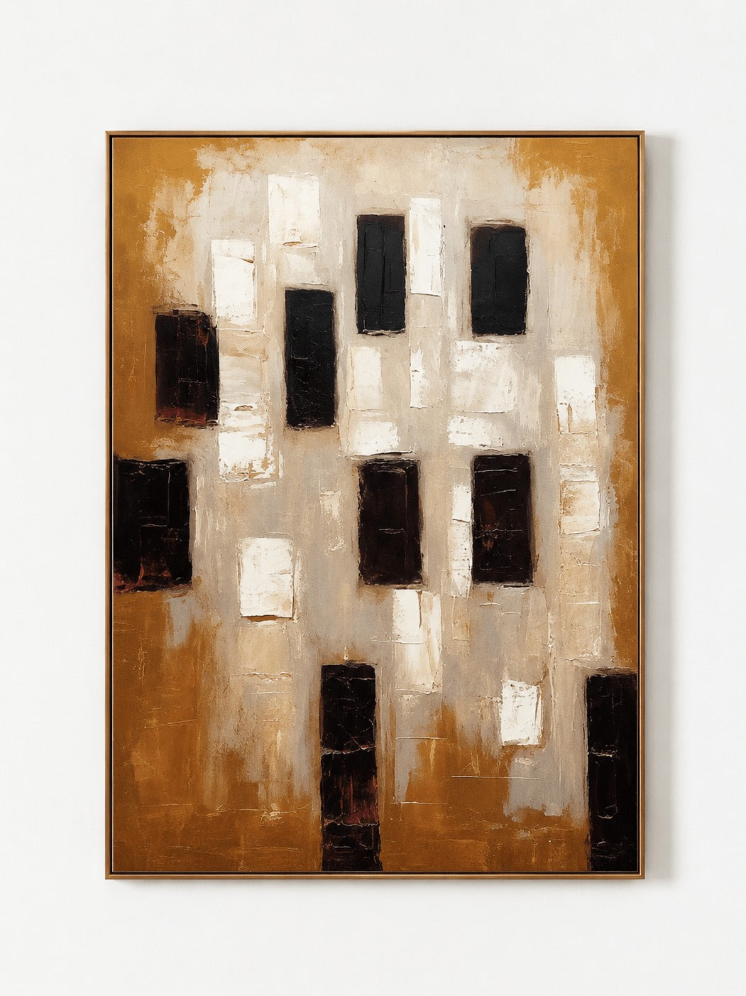 Earth Tone Textured Geometric Wall Art _ Wabi Sabi Painting – SJ#0108