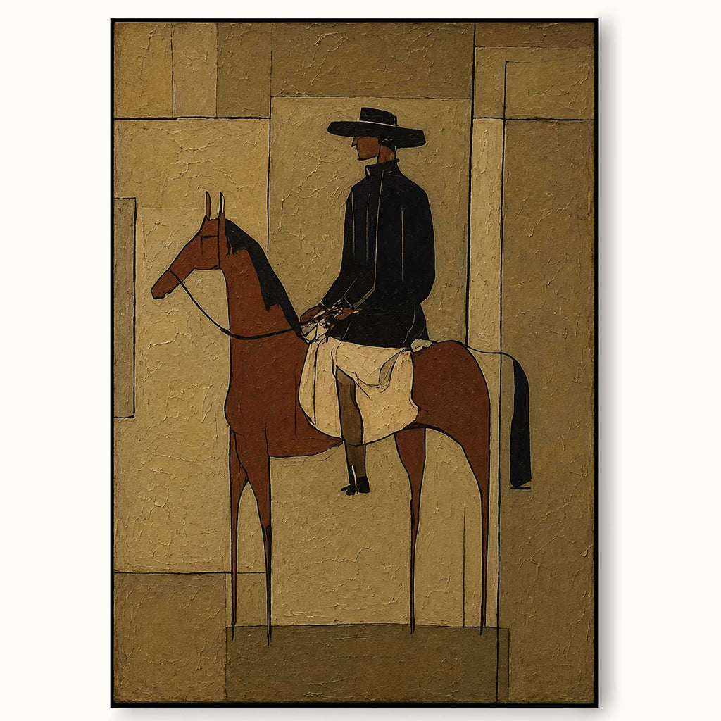 Hand Painted Canvas Art With Refined Texture Brown Horse Figure For Study Room-SJ#0232