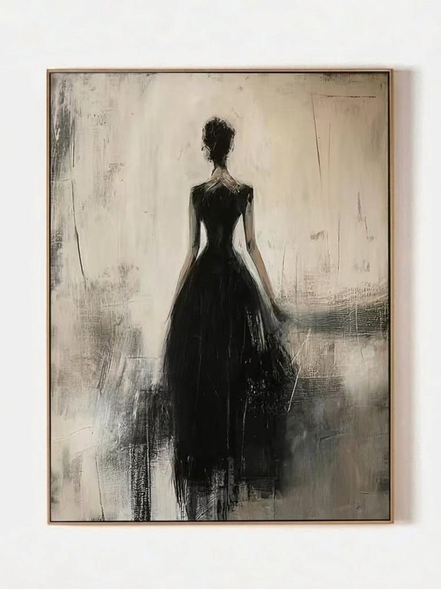 Abstract Black Dress Female Canvas Art – SJ#0079
