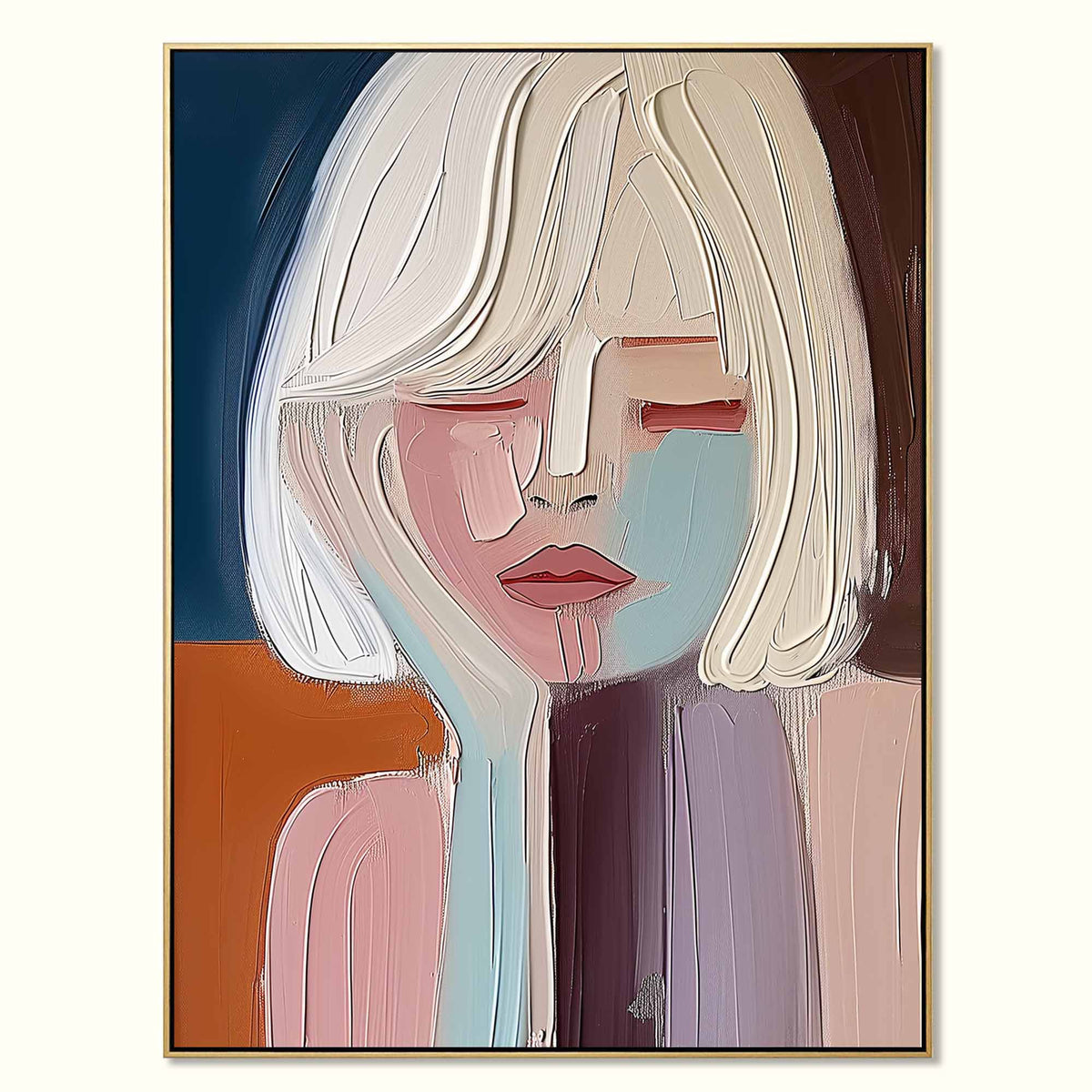Blonde Portrait with Pink and Blue Face Wall Art – SJ#0331