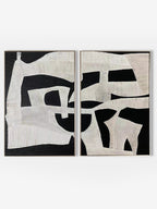 Black & White Textured Wall Art Modern Abstract Painting Set of 2 Minimalist Canvas - Main Product Image | Seegart
