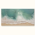 Light Green Ocean Wave Painting Beige Green Minima-SJ#0255