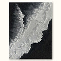 Minimalist Black And White Ocean Painting Large Whit-SJ#0205