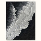 Minimalist Black And White Ocean Painting Large Whit-SJ#0205