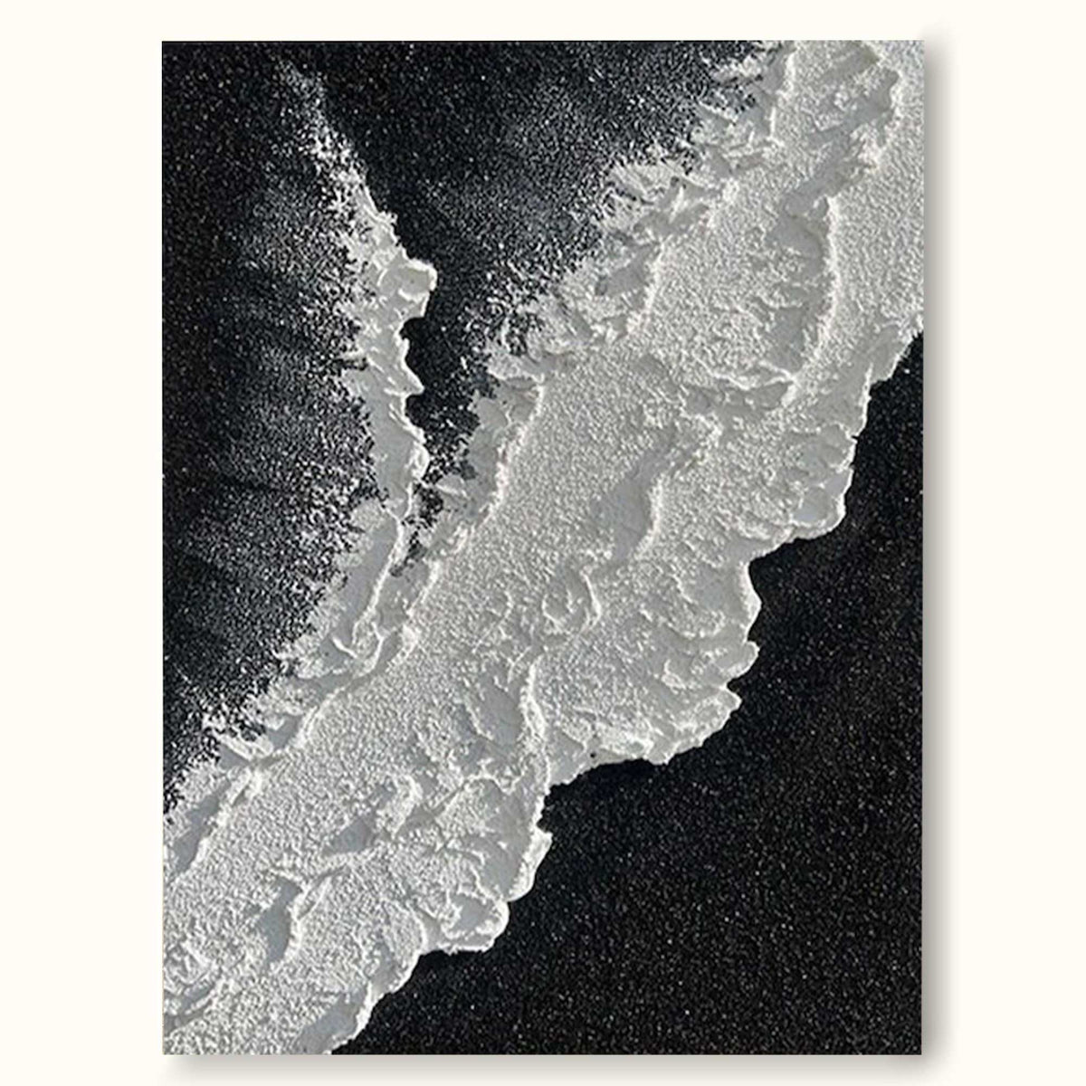 Minimalist Black And White Ocean Painting Large Whit-SJ#0205