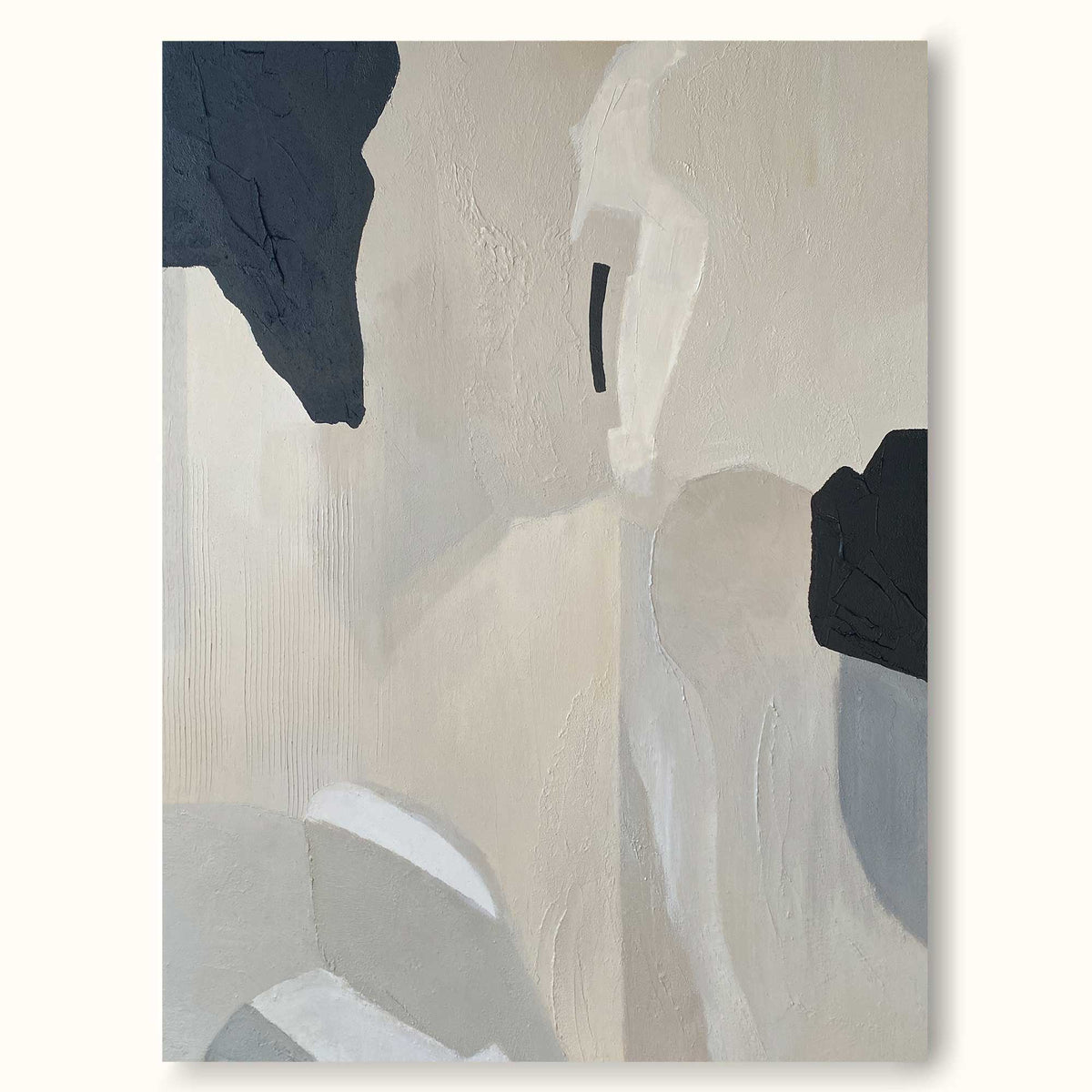 Minimalist Modern Wall Art Black And Beige Minimal-SJ#0268