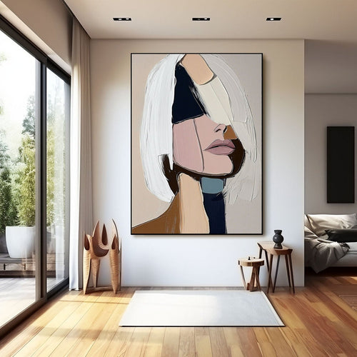 Abstract Geometric Woman Portrait _ Modern Face Canvas -SJ#0347
