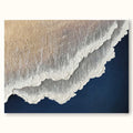 Navy Blue White Abstract Ocean Painting 3D White And Blue Minimalist Ocean Waves Art M-SJ#0202