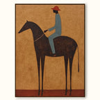 Original Equestrian Oil Painting Canvas Handmade Minimalist Rider Oil Painting-SJ#0237