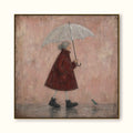 Rainy Day Painting Red Coat Woman Canvas Wall Art Soft Minimalist Decor-SJ#0190