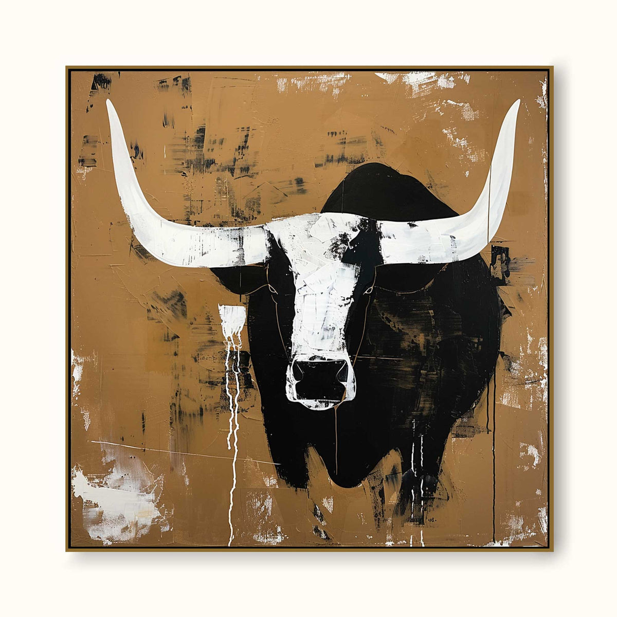 Retro White And Black Bull Horns Wall Art Vintage - Main Product Image | Seegart