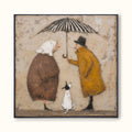 Romantic Vintage Couple Painting On Canvas Dog And Umbrella Wall Art Decor Gift-SJ#0181