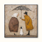 Romantic Vintage Couple Painting On Canvas Dog And Umbrella Wall Art Decor Gift-SJ#0181
