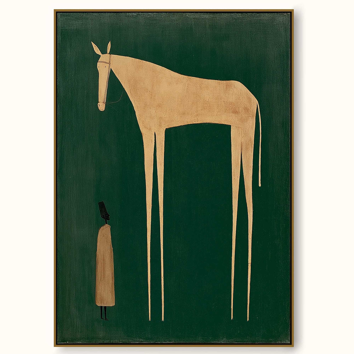 Unique Beige Horse And Figure Painting Original Canvas Art For Home Wall - Main Product Image | Seegart