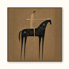 Vintage Abstract Horse And Rider Painting On Linen Canvas For Living Room Decor-SJ#0238