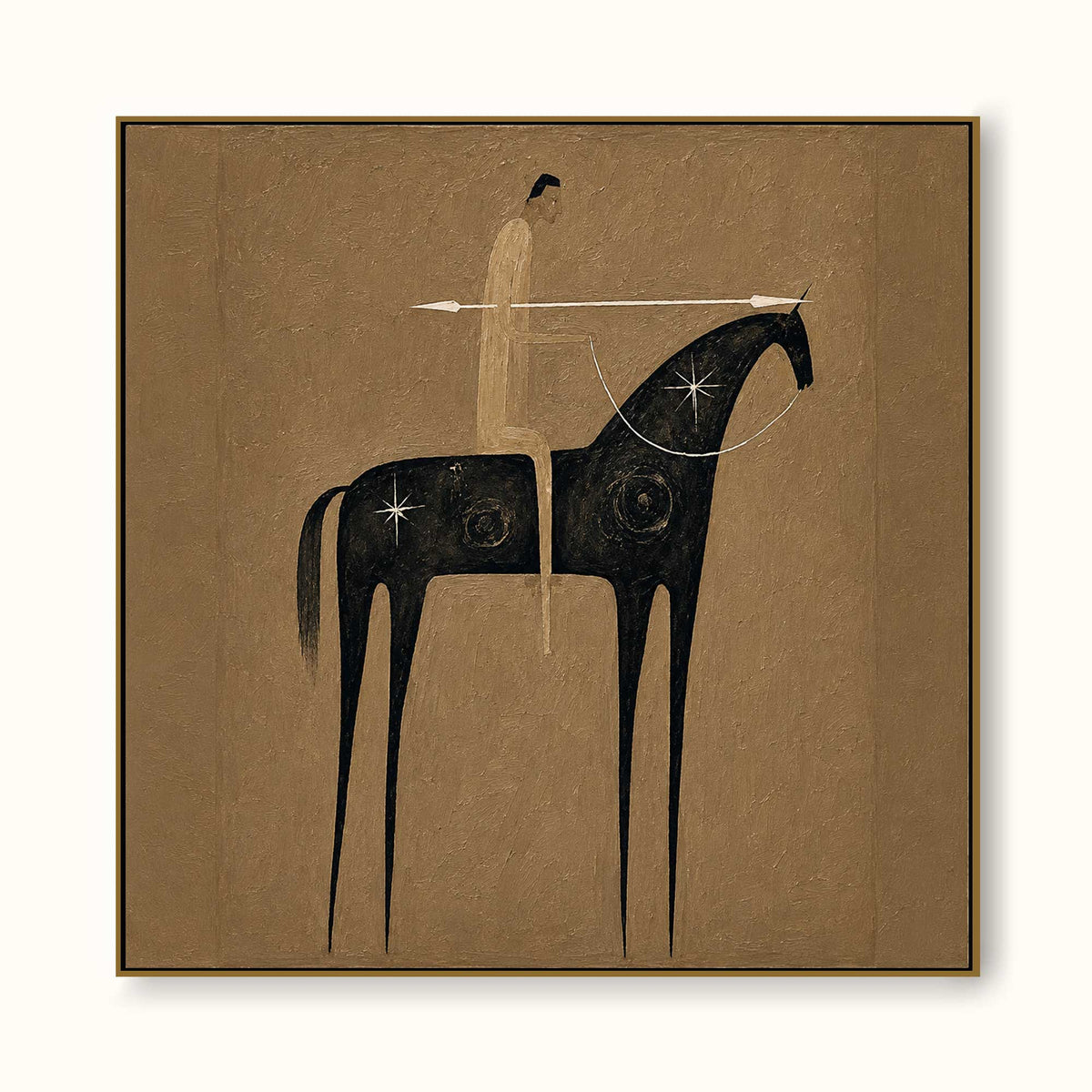 Vintage Abstract Horse And Rider Painting On Linen Canvas For Living Room Decor-SJ#0238