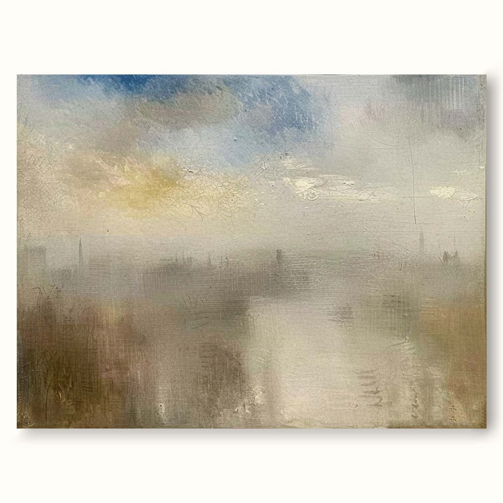 Vintage Abstract Mountain Oil Painting Original La-SJ#0262
