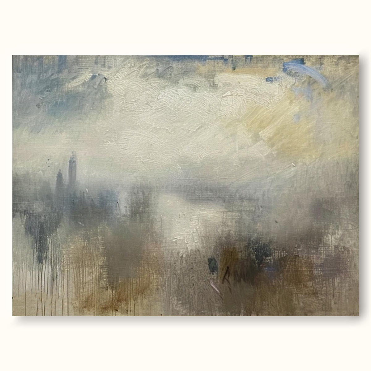 Vintage Abstract Seascape Oil Painting Retro Coast-SJ#0261