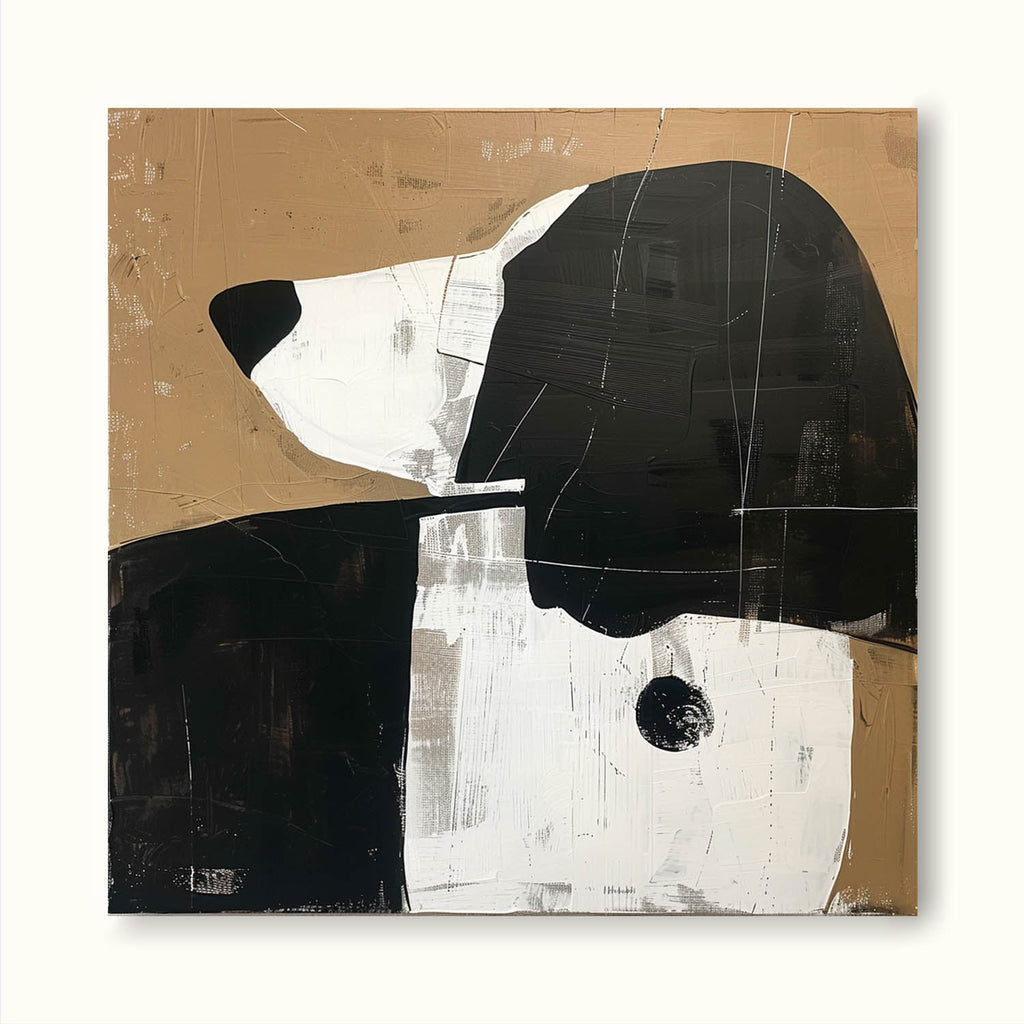 Vintage Black and White Dog Canvas Art Large Vinta-SJ#0248