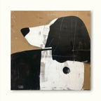 Vintage Black and White Dog Canvas Art Large Vinta-SJ#0248