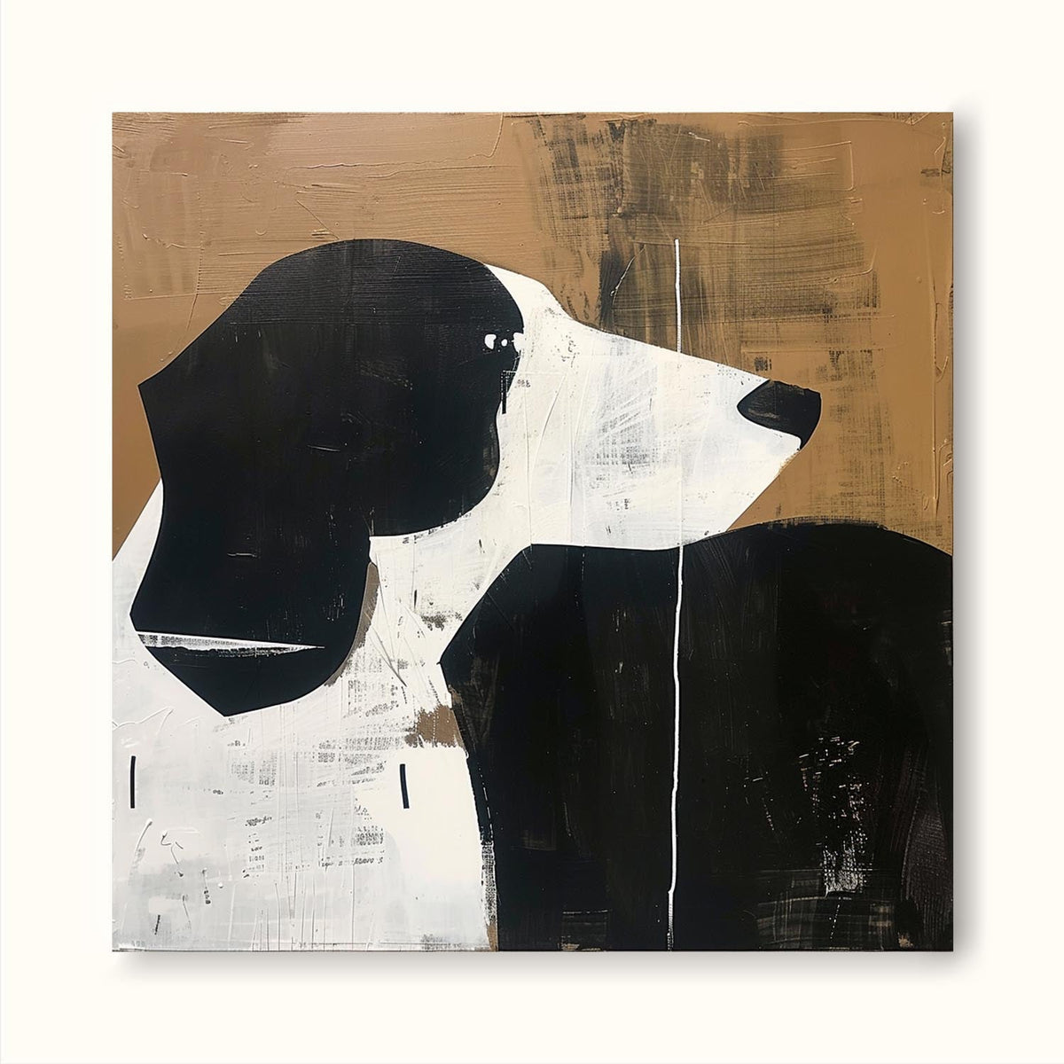 Vintage Dog Oil Painting Original Abstract Dog Wal-SJ#0249