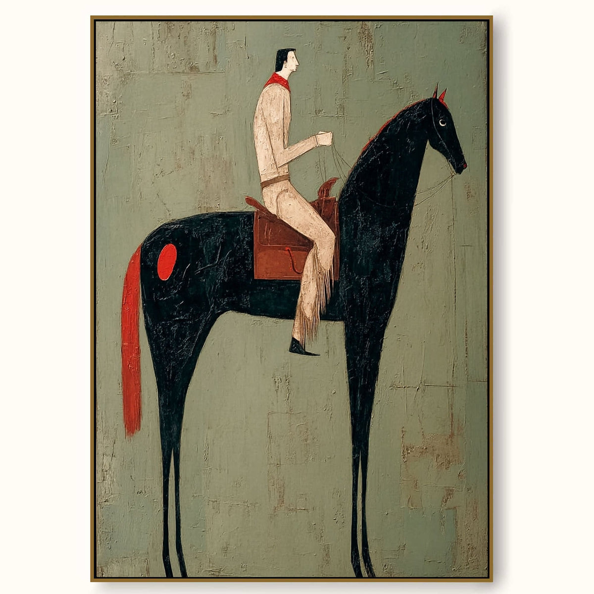 Vintage Equestrian Abstract Oil Painting Canvas Art Large Equestrian Abstract Oil Painting - Main Product Image | Seegart
