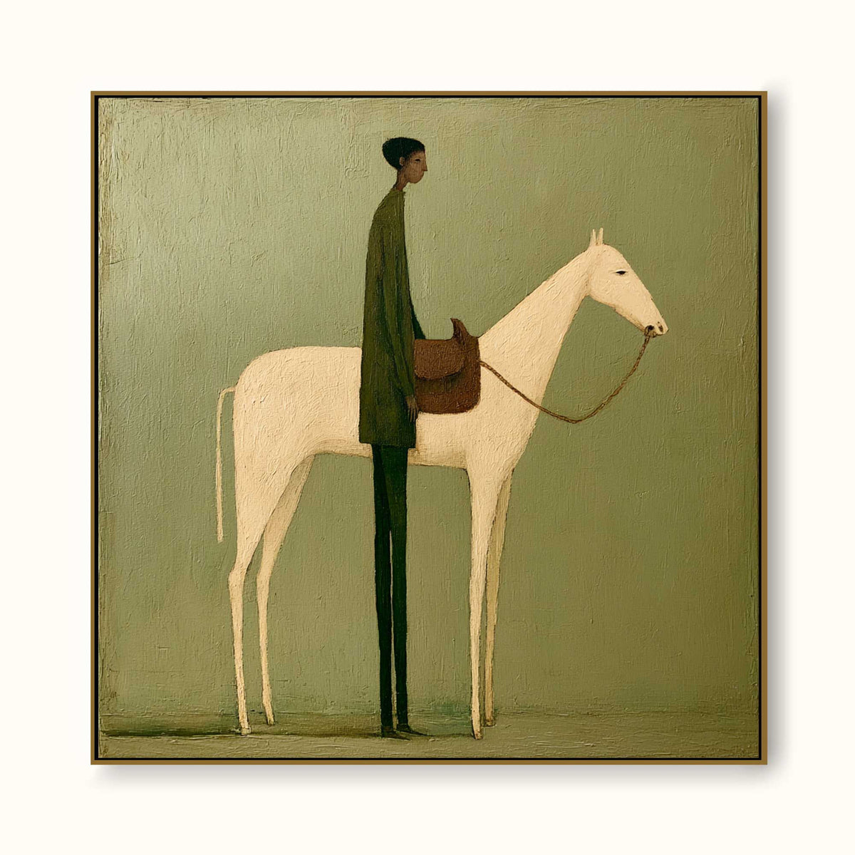 Vintage Figure And Horse Oil Painting Minimalist Horse And Figure Hand-Painted Wall Art - Main Product Image | Seegart
