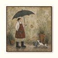 Vintage Gardener With Dog Painting In Earthy Tones For Cozy Home Decor-SJ#0184