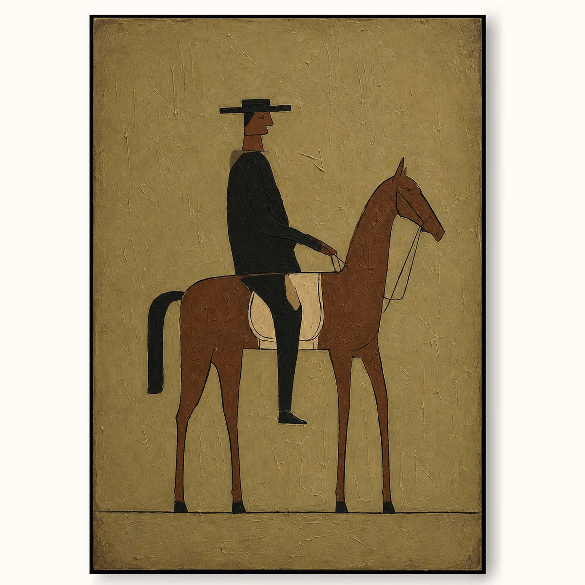 Vintage Horse And Rider Painting Modern Wall Art For Living Room Decor - Main Product Image | Seegart