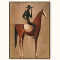 Vintage Minimalist Horse Painting Framed Cowboy Canvas Wall Art For Bedroom Sanctuary-SJ#0233