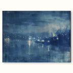 Vintage Night Landscape Blue Wall Art Vintage Dark-SJ#0267