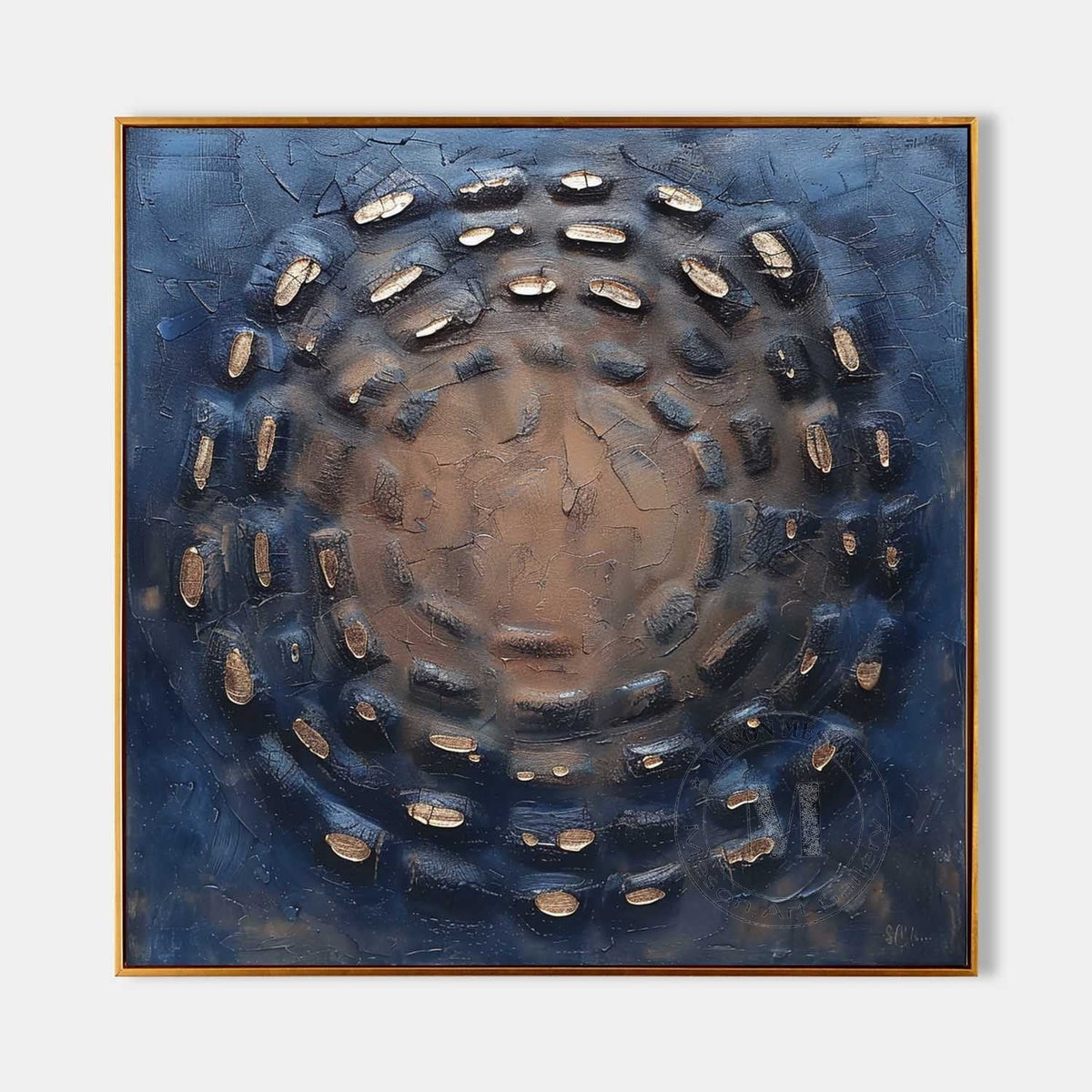 Large 3D Blue Abstract Canvas Art for Sale Wabi Sabi Abstract Art Blue Canvas Wall Painting –SJ#0021
