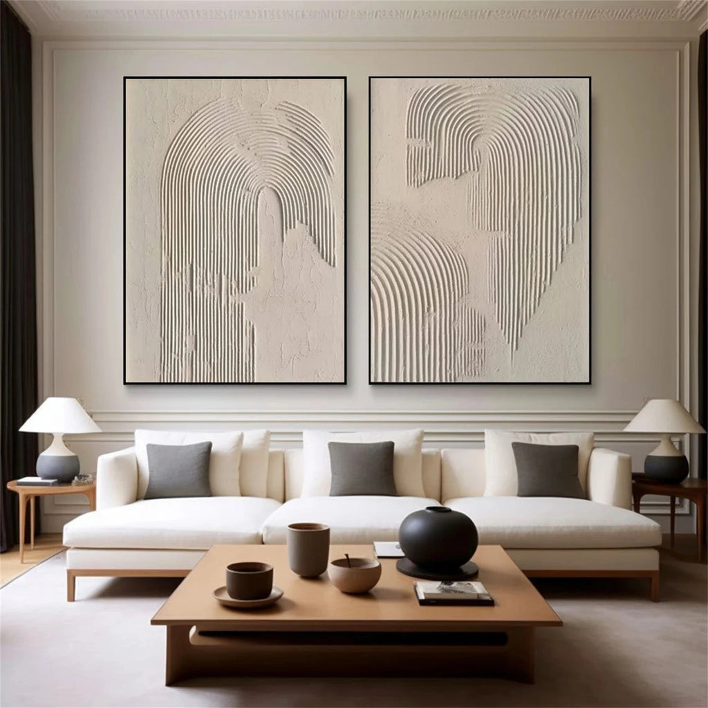 Beige & Brown Abstract Set of 2-#SJ0317