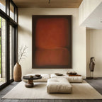 Large Moody Rust Abstract Canvas Art Mark Rothko Style Oil Painting Mid-century Modern Wall Art - In Room Setting | Seegart Wall Art