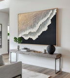 3D White And Black Minimalist Ocean Waves Art Large White And Black Minimalist Beach Pain-SJ#0201