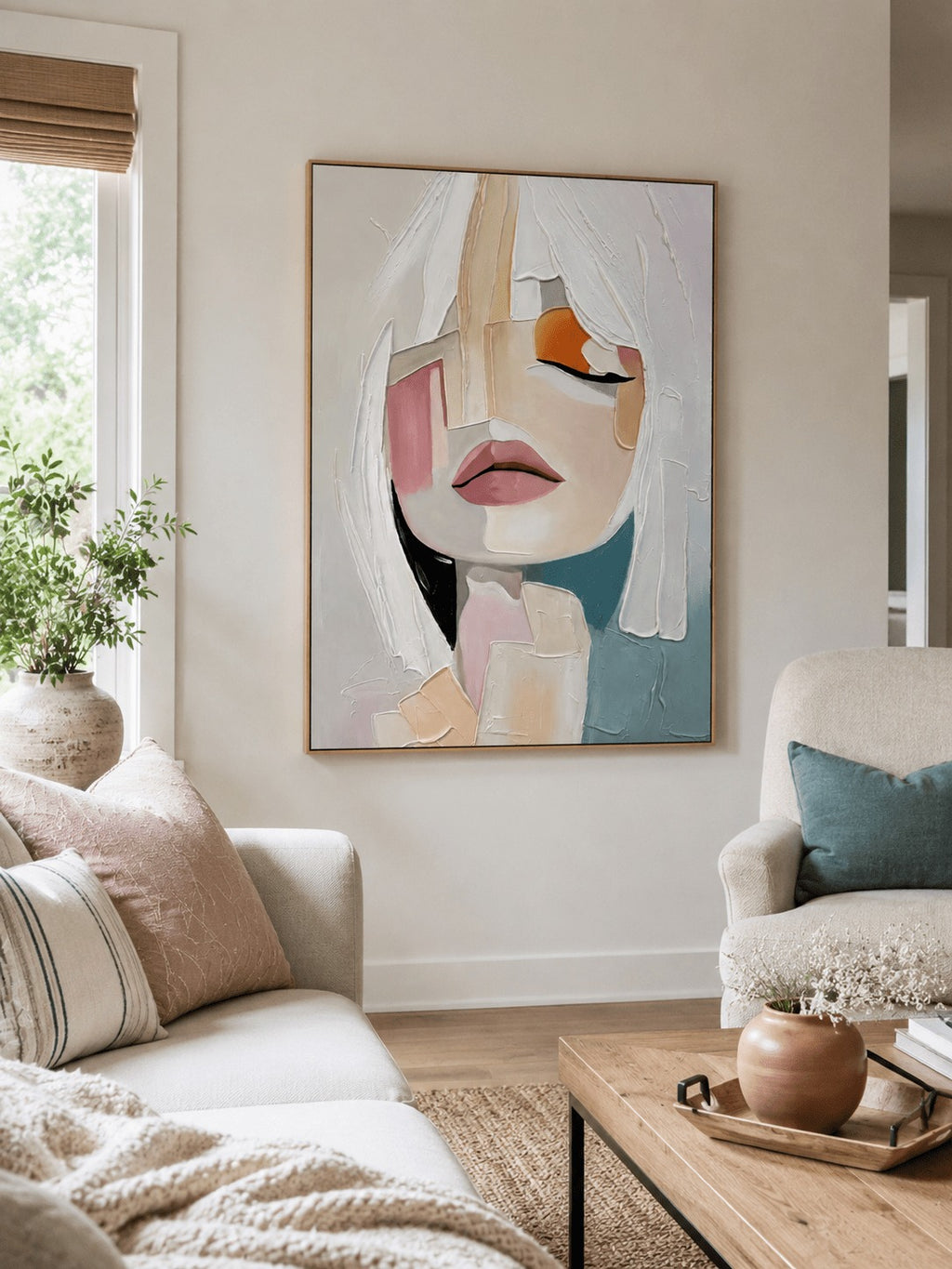 Textured Abstract Woman Portrait Wall Art -SJ#0346