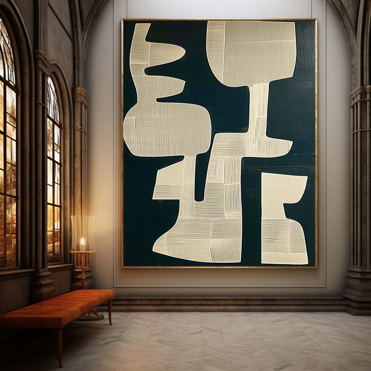 Beige And Black Texture Abstract Wall Art Wabi-Sabi Art Beige And Black Minimalist Canvas Painting –SJ#0168