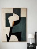Teal and Beige Geometric Wall Art hand-painted wall art | Seegart