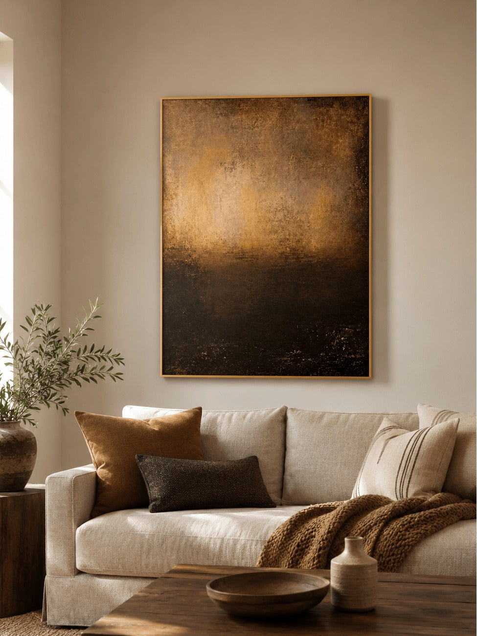 Abstract Tranquility Painting _ Bronze Abstract Wall Art – SJ#0098