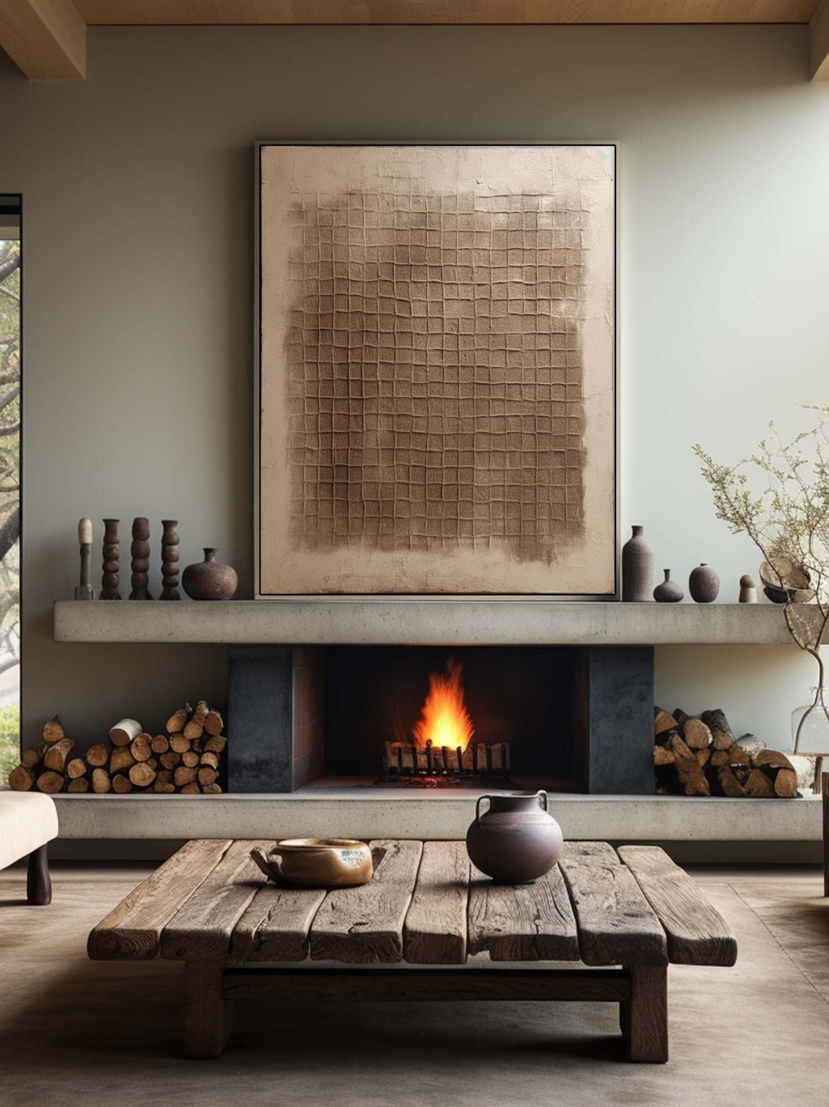Beige & Bronze Wabi-Sabi Wall Art – SJ#0064