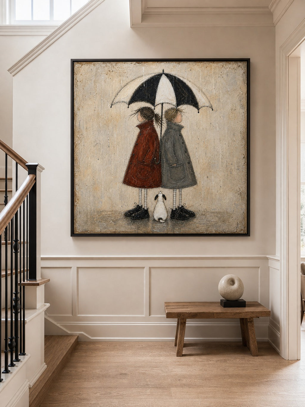 Couple Wall Art Romantic Umbrella Oil Painting For Wedding Gift Decor-SJ#0183