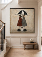 Couple Wall Art Romantic Umbrella Oil Painting For Wedding Gift Decor-SJ#0183