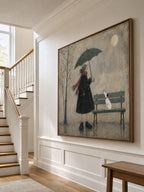 Dog Wall Art Vintage Woman And Dog Oil Painting For Reading Nook Decor-SJ#0179