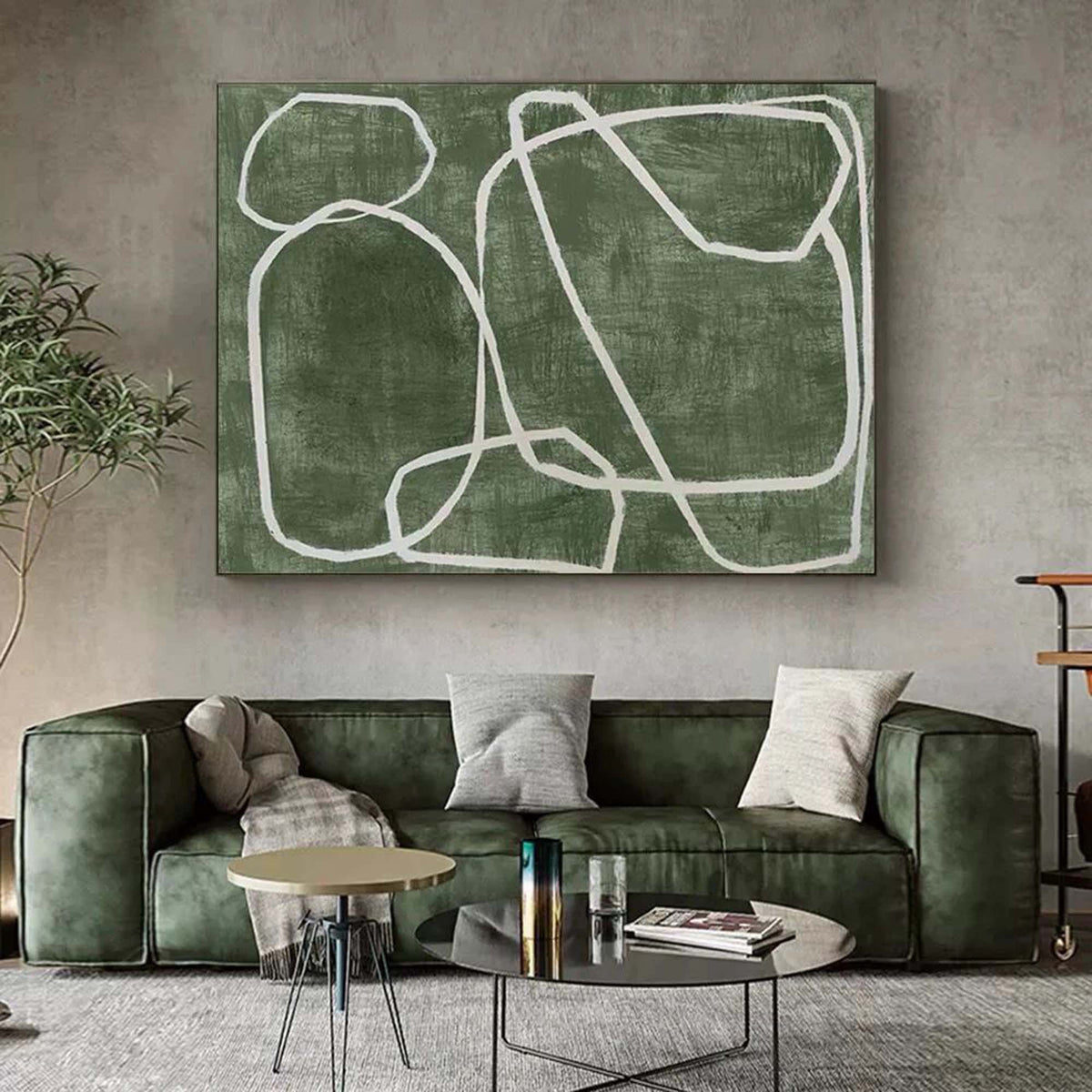 Green Minimalist Abstract Canvas Art Green Abstract Minimalist Wall Art Green Minimalist Painting – SJ#0148